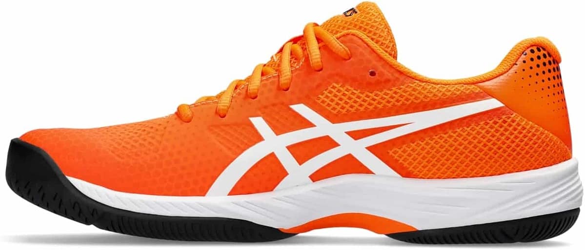 Best Court Pickleball Shoes Orange Asics Gel Game 9 court pickleball shoes with a white background.