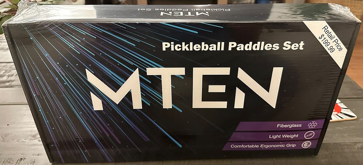 Black box containing the MTen Pickleball set the best Christmas pickleball gifts 2023