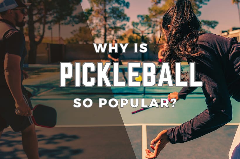 4 playersplaying doubles to discuss why is pickleball so popular.