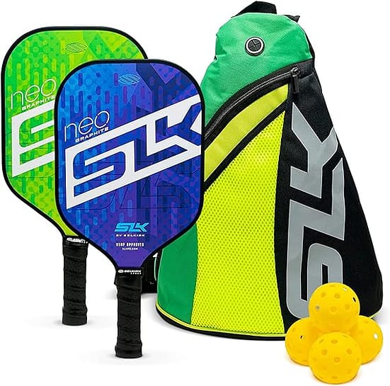 SLK Selkirk Pickleball Paddles Set - Two Paddles, 4 Pickleballs, 1 Pickleball bag