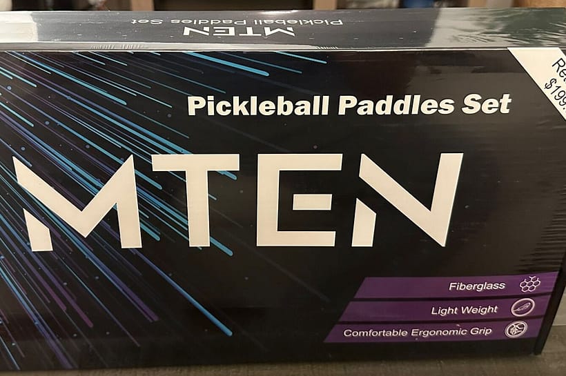 Black box containing the MTen Pickleball set the best Christmas pickleball gifts 2023