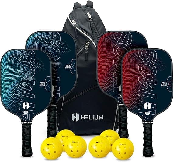 Helium Atmos Pickleball Set - 4 Paddles, 6 pickleballs and 1 Pickleball sling bag