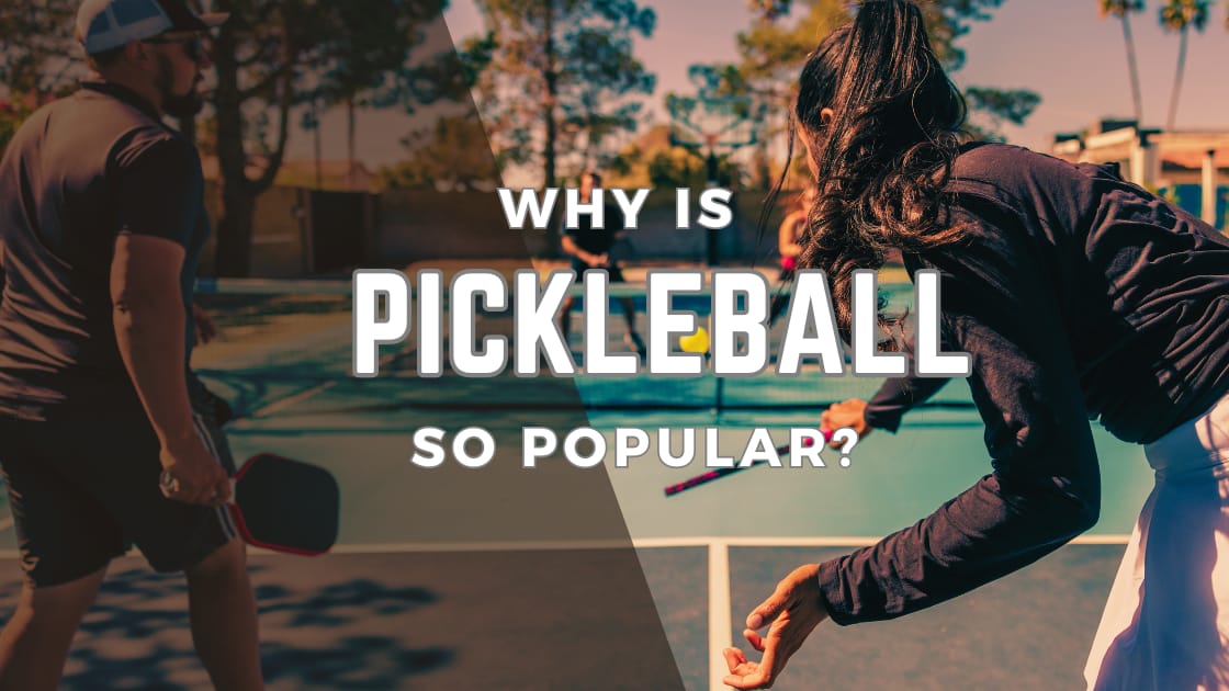 4 playersplaying doubles to discuss why is pickleball so popular.